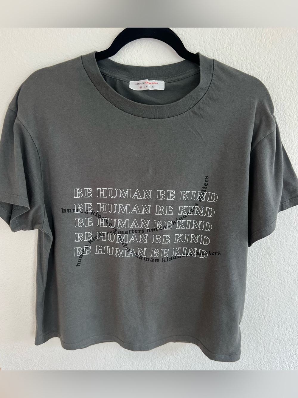 Organic Cotton Be Human Be Kind Graphic Tee - Green